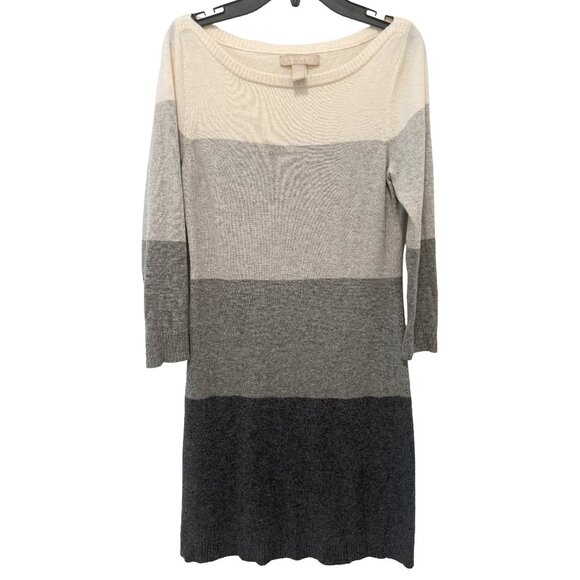 Banana Republic Petite XS Colorblock Wool Cashmere Sweater Dress - Gray / Beige - Picture 1 of 3